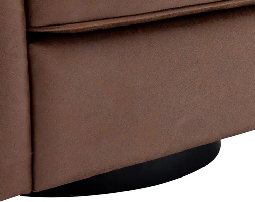 Vista 6 de Wovenbyrd Silla clásica Mid-Century giratoria de 360 grados, piel sintética marrón claro Marrón Oscuro Cuero (Dark Brown Faux Leather)