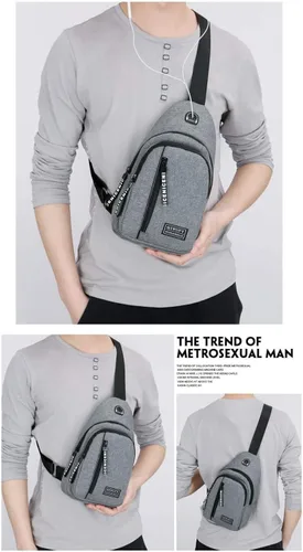 Vista 2 de YERCHIC Bolso bandolera pequeño cruzado en el pecho, hombro resistente al agua, bolsa de viaje con correa para hombres y mujeres con agujero