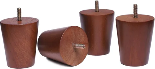 Vista 3 de Sofá redondo de madera maciza con patas de madera maciza con acabado de nogal (3 pulgadas, juego de 4)