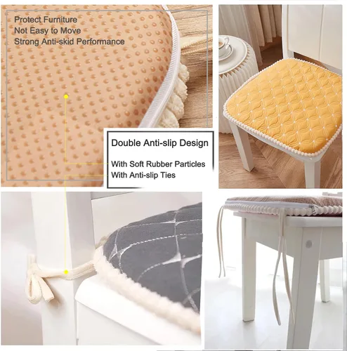 Vista 3 de Cojín para silla con lazos para sillas de comedor, almohadillas de espuma viscoelástica texturizadas suaves y cómodas para sillas de cocina con Azul