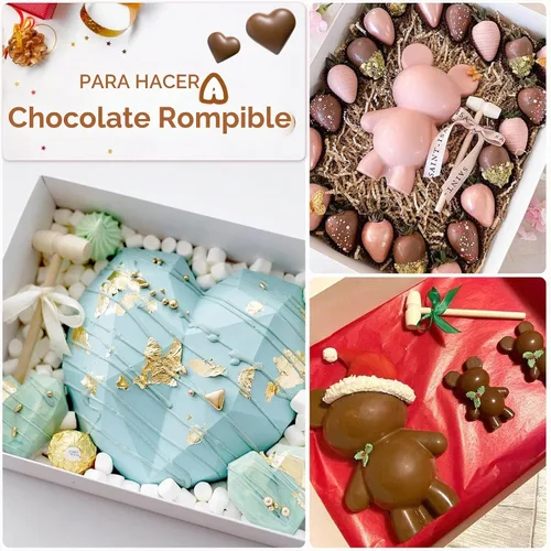 Vista 6 de Caffox Mini martillos de madera para chocolate, 30 mazos de madera pequeños para corazón de chocolate rompible, manualidades y accesorios de juego