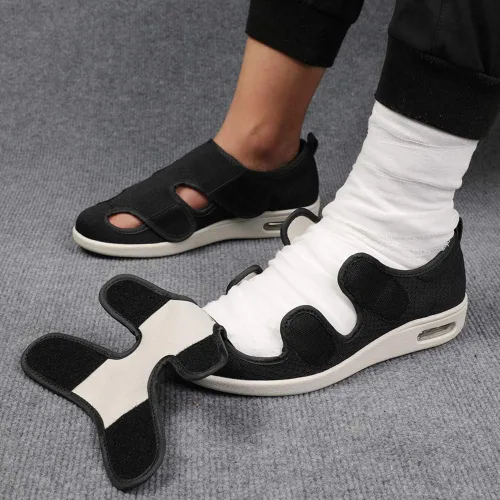 Vista 6 de W&LESVAGO Zapatos diabéticos de ancho ancho para mujer, cojín de aire, ligero y cómodo sandalias para caminar para ancianos hinchados pies vendados