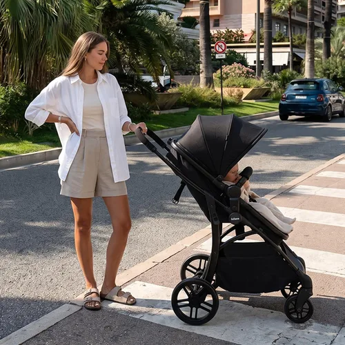 Vista 3 de INFANS Cochecito de bebé 2 en 1, cochecito convertible con moisés, asiento reversible, respaldo ajustable, plegable con una mano, cochecito compacto