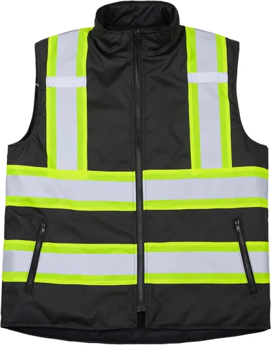 Vista 2 de JORESTECH Chaleco de Seguridad Aislado Reversible de Alta Visibilidad con Cinta Reflectante Conforme a ANSI Negro