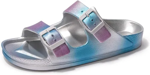 Vista 77 de FUNKYMONKEY - Sandalias bajas cómodas para mujer, hechas de etilvinilacetato, ajustables con hebilla doble