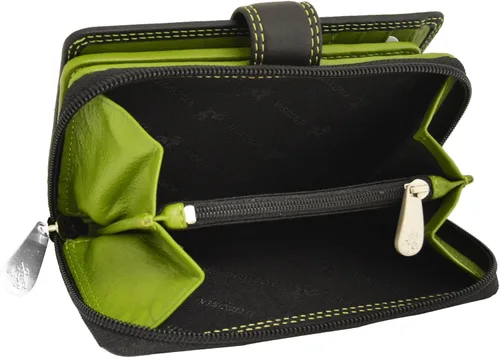 Vista 2 de Visconti CD22 Cartera de cuero para mujer (negroverde), Verde, Cartera grande
