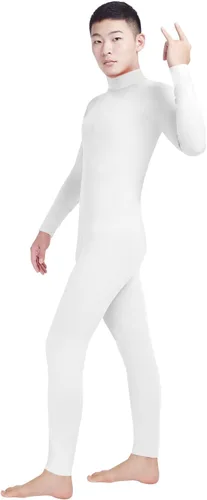 Vista 3 de Zentai Unitard - Body de manga larga con cuello alto y elastano para hombre
