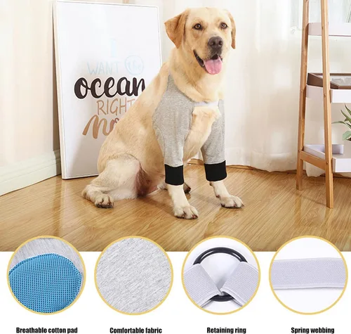 Vista 3 de Protector de codo para perro, transpirable, protector de codo para perro, almohadilla protectora ajustable para recuperación de perro, funda