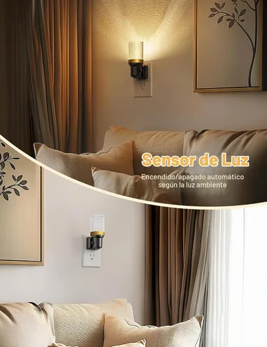 Vista 3 de JandCase Luz Nocturna, Luces Nocturnas Regulables Enchufables en la Pared, Sensor de Luz Nocturna de Encendido/Apagado Automático, Luz Nocturna LED