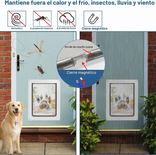Vista 7 de CEESC - Puerta grande para perro, panel de cierre a presión, hasta 80 libras, duradera, color blanco