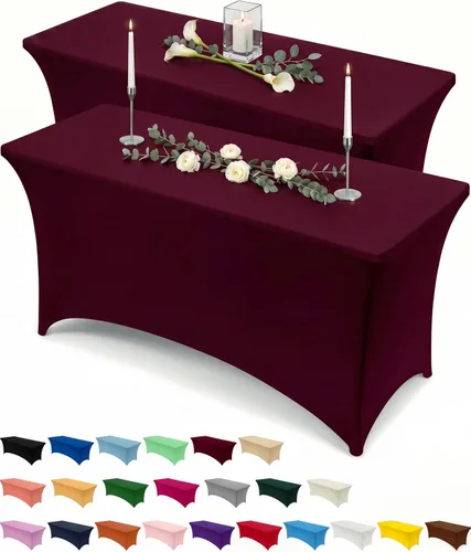 Vista 66 de Utopia Kitchen Mantel rectangular de spándex de 4 pies [1 unidad, negro] 200 GSM elástico, ajustado, lavable y resistente a las arrugas, cubierta