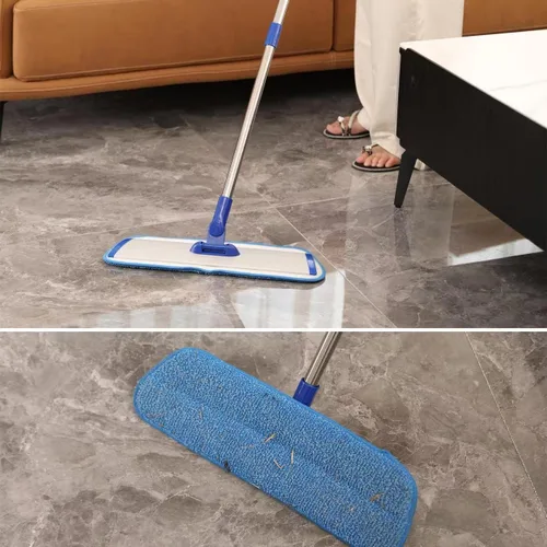 Vista 7 de Mopa profesional de microfibra de 45,7 cm para limpieza de pisos, fregona plana con mango de acero inoxidable, 4 almohadillas lavables reutilizables