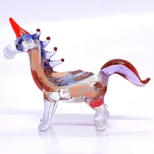 Vista 11 de Figuras en miniatura de unicornio soplado a mano, arte de cristal de fantasía, animales de fantasía, regalo coleccionable para decoración del hogar
