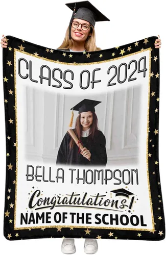 Vista 39 de Manta personalizada de graduación 2025, manta personalizada para regalo de graduación con nombre de la universidad, manta de felicitación