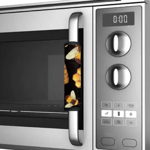 Vista 4 de Horeset Daisy Bee Honey - Juego de 4 fundas para manijas de puerta de refrigerador, fundas para manija de horno, lindas manijas de decoración