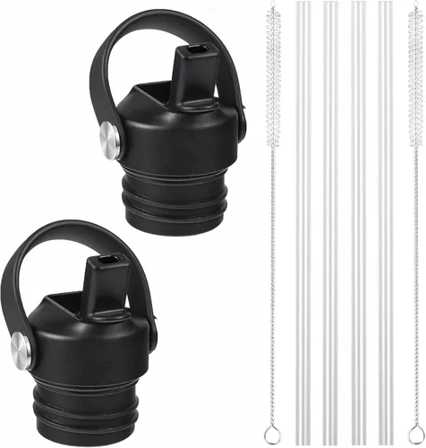 Vista 10 de Tapa de popote compatible con botella de agua de boca estándar de 24 onzas y 21 onzas, tapas con popote para botellas de agua Hydroflask, parte