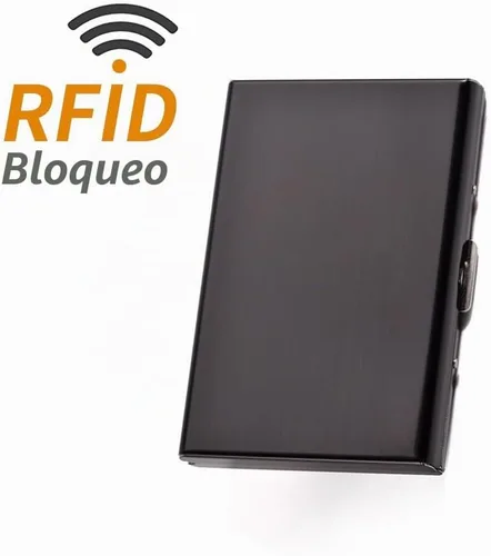 Vista 3 de Soporte para tarjetas de crédito con bloqueo RFID, billetera protectora de acero inoxidable para tarjetas de crédito, carteras de metal para mujeres