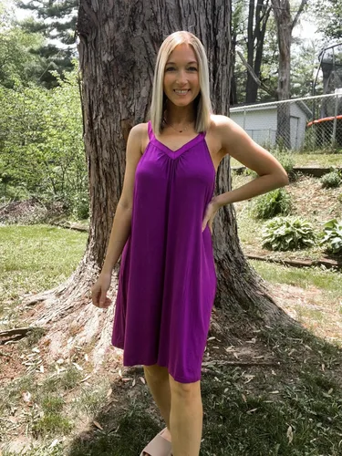 Vista 3 de Ekouaer - Camisón sin mangas para mujer, cuello en V, espalda cruzada, ropa para dormir. Tallas S - XXL.