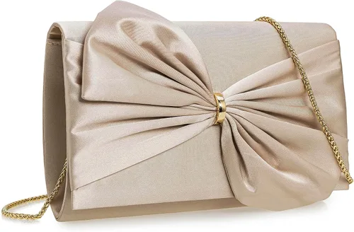 Vista 12 de CHARMING TAILOR Bolso formal de satén con lazo para mujer, bolso de embrague elegante para bodas, bailes, fiestas