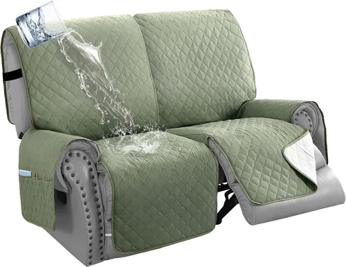 Vista 10 de H.VERSAILTEX Funda impermeable 100% impermeable para sofá biplaza reclinable de 2 piezas, protector de muebles suave y grueso con bolsillos lavables