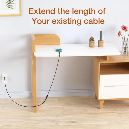 Vista 3 de UseBean Cable de extensión USB C de 1 pie, paquete de 2 unidades, USB-C 3.2 Gen2 20Gbps macho a hembra, cable de video 4K, extensor tipo C