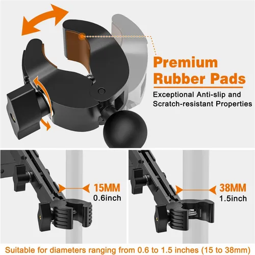 Vista 3 de Soporte de micrófono para iPad, soporte de tableta de rotación de 360 grados para micrófono con brazo de metal de 5.9 pulgadas, abrazadera Super C