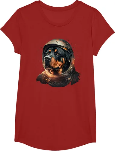 Vista 79 de Divertida camiseta Rottweiler con diseño de astronauta rottweiler en galaxia espacial, Negro