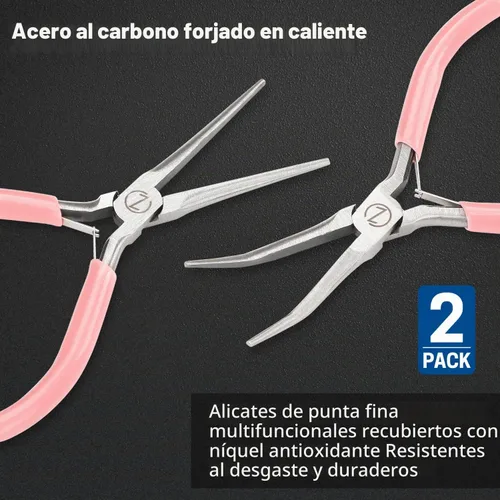 Vista 7 de VISEMAN Mini alicates de punta de aguja de 6 pulgadas con asas de agarre cómodo, juego de 2 alicates de punta larga para manualidades hechas a mano