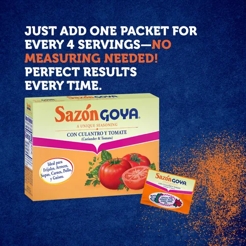 Vista 5 de Goya Foods Sazón condimento con cilantro y tomate, 1.41 onzas (paquete de 36)
