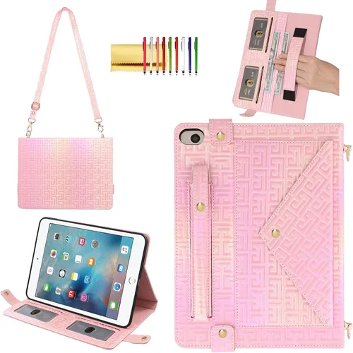 Vista 151 de Funda tipo bolso para iPad mini de 5ª/4ª/3ª/2ª/1ª generación de 7.9 pulgadas, Techcircle funda ligera tipo folio con soporte bandolera con billetera