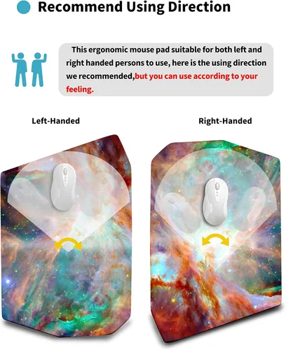 Vista 5 de SOUNDANCE Alfombrilla ergonómica para mouse con reposamuñecas de espuma viscoelástica, estrellas naranjas