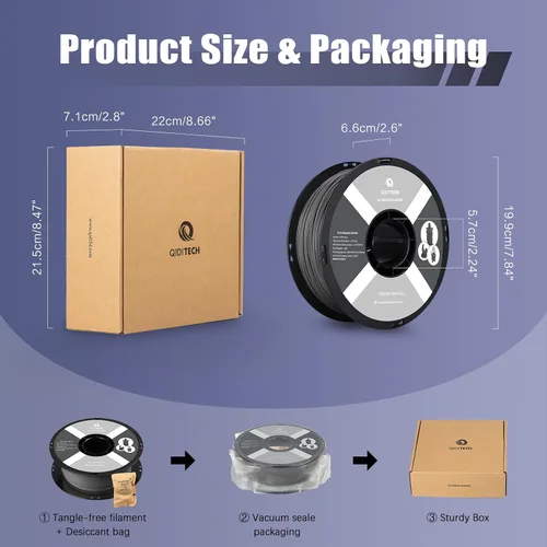 Vista 6 de R QIDI TECHNOLOGY Filamento PLA Mate 1.75mm, Filamento de Impresora 3D PLA Rapido Mate Carrete de 1kg (2.2lbs), Adecuado para Impresión de Alta