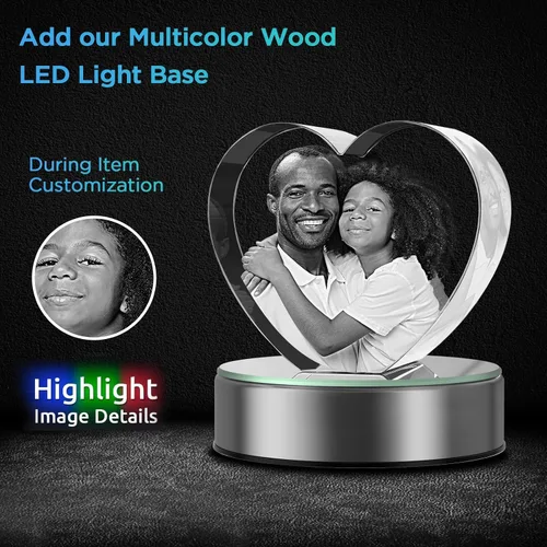 Vista 4 de Foto de corazón de cristal, regalo personalizado con tu propia foto, imagen grabada con láser 3D, regalo personalizado de cristal, regalo único