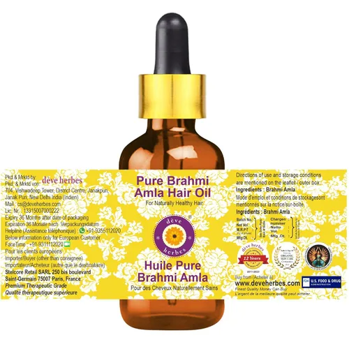 Vista 2 de dève herbes Pure Brahmi Amla - Aceite para el cabello con cuentagotas de vidrio 0.2 fl oz (0.16 oz)
