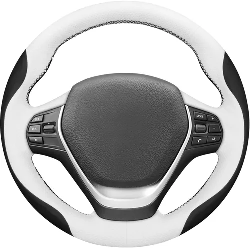 Vista 7 de MEWANT Envoltura de volante de ante negro cosida a mano para BMW 2Series F22 F23 F30 F34 F32 F33 F36 Cubierta de volante DIY