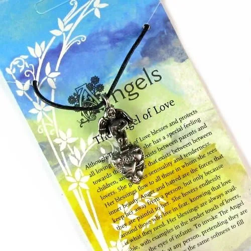 Vista 4 de Ángel de amor peltre colgante on Cordón Collar