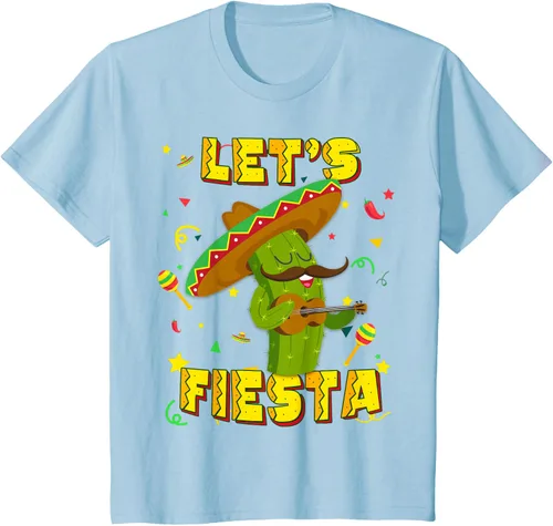 Vista 11 de Cinco De Mayo - Camiseta de regalo con sombrero de cactus Let's Fiesta, Negro, S