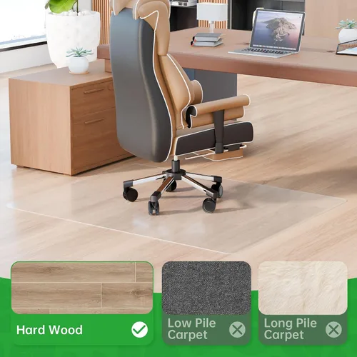 Vista 3 de 100pointONE Tapete para silla de oficina para suelos de madera dura, tapete para silla de computadora de fácil deslizamiento, protector de suelo