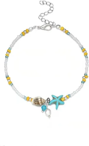 Vista 8 de Tobilleras de cadena de estrellas de mar, tobilleras para pies de playa, para mujeres y niñas