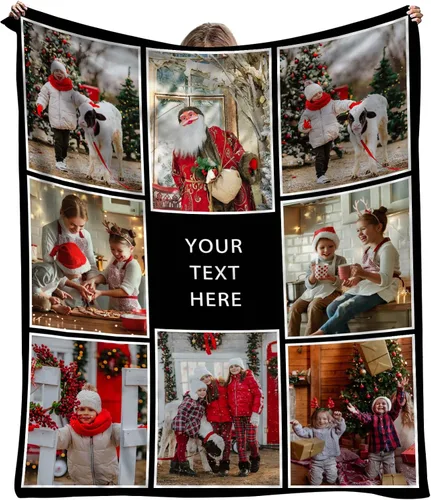 Vista 10 de YESCUSTOM Manta personalizada con 10 fotos, manta familiar personalizada para mamá y papá, mantas personalizadas de collage de fotos, mantas