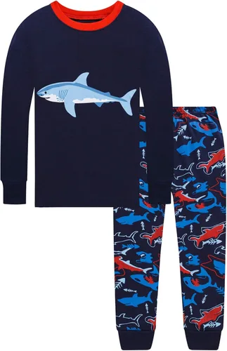 Vista 2 de Dolphin&Fish Pijamas para niños de 4 piezas, ropa de dormir de algodón para niños pequeños
