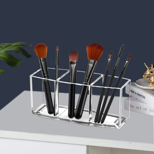 Vista 6 de Organizador de brochas de maquillaje acrílico con 3 ranuras