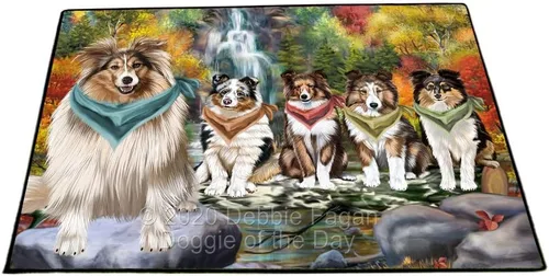 Vista 20 de Doggie of the Day Shetland Sheepdogs Floor Mat - Carnival Kissing Booth - Best Dog Doormat - Protector Decor - Unique Portrait Art - Premium Quality