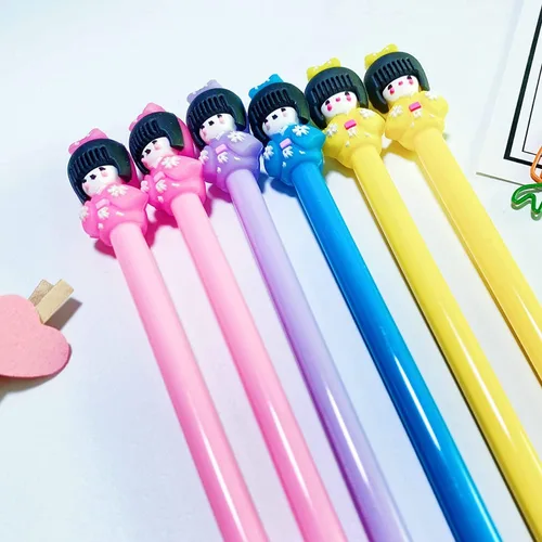 Vista 7 de Juego de bolígrafos de gel a la moda, lindo color caramelo, colorido, tinta de gel, bolígrafos kawaii encantadores dibujos animados japonesas