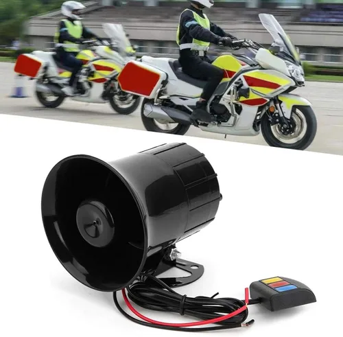 Vista 6 de Acouto 12V 30W Car 3 Tonos Bocina Altavoz Motocicleta Megáfono de advertencia electrónica Sirena Ambulancia Blaring para bocina de coche 12V Altavoz