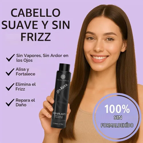 Vista 2 de Go-Kera - Tratamiento capilar con queratina brasileña, alisador de queratina, alisado profesional de nanoplastia para un cabello liso sin