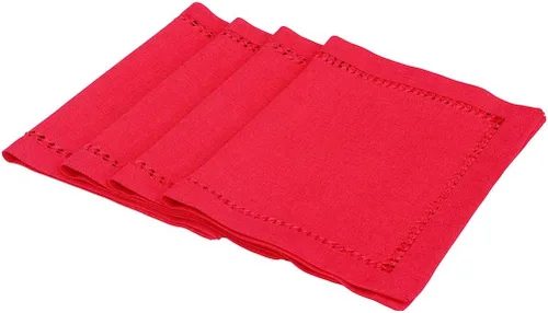 Vista 3 de Grelucgo Juego de 4 manteles individuales decorativos hechos a mano con punto vainica, color rojo, rectangular, 12 x 18 pulgadas