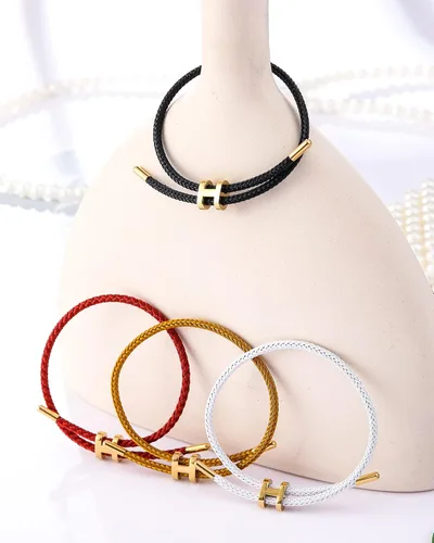 Vista 5 de Bracelets for Women Adjustable Charm Bracelet, 18k Gold-plated Buckle Design Titanium Steel Wire Rope Women's Gift Jewelry