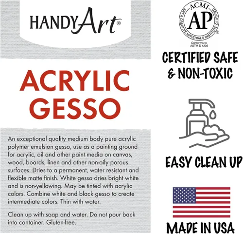 Vista 8 de Handy Art Student Acrylic 32 onzas, Black Gesso