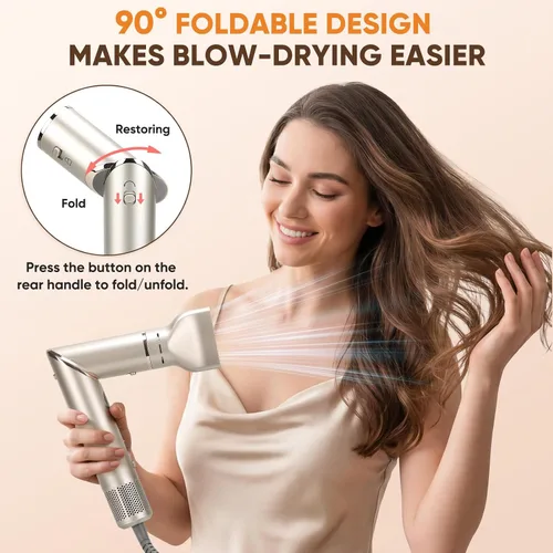 Vista 7 de Cepillo secador de pelo 8 en 1 con rizador de envoltura automática, rizador de 1.25 pulgadas, secado rápido, plegable, 110,000 rpm, para mujeres
